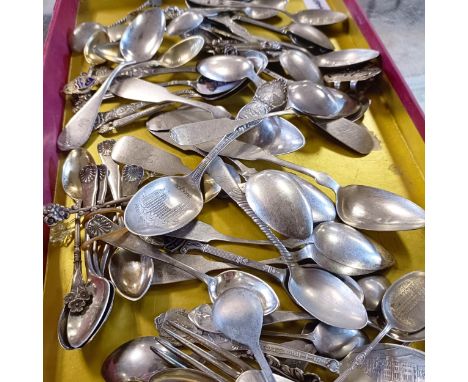 Assorted sterling silver coloured metal and silver plated spoons (qty) 