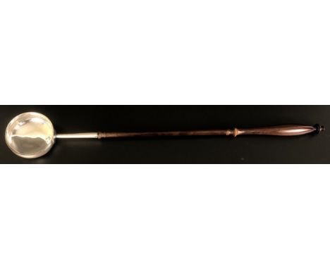 A William IV silver toddy ladle, with a turned wooden handle, Glasgow 1836 