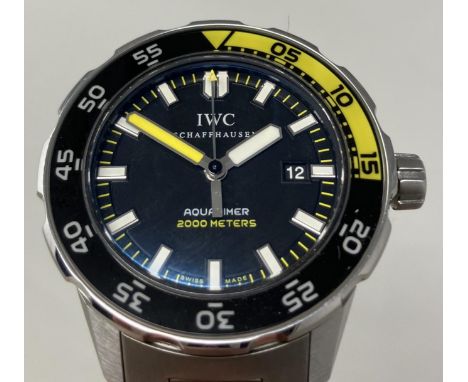 A gentleman's stainless steel IWC Aquatimer 2000 Meters wristwatch, on a stainless steel strap, boxed, with paperworkwatch wi