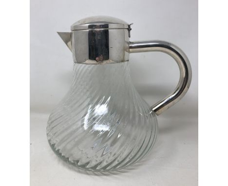 A silver plated and glass Pimm's or lemonade jug, with a removable glass flask, 24 cm highgood condition, no damage 