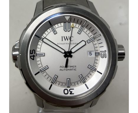 A gentleman's stainless steel IWC Aquatimer Automatic wristwatch, on a steel strap, boxed, with spare links and paperwork 