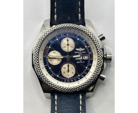 A gentleman's stainless steel Breitling for Bentley Chronometer wristwatch, boxed with paperworkwatch winds and runs, but we 