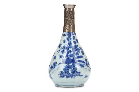 A Chinese Blue And White Peacock Bottle Vase Ming Dynasty The