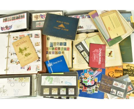 GB AND WORLDWIDE COLLECTION IN NINE ALBUMS AND LOOSE, we note GB first day covers and presentation packs to late 1980s also c