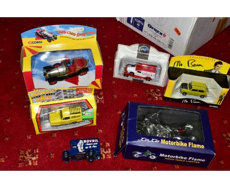 A SMALL QUANTITY OF MAINLY BOXED MODERN DIECAST VEHICLES, to include boxed Corgi Classics Chitty Chitty Bang Bang car, No.053