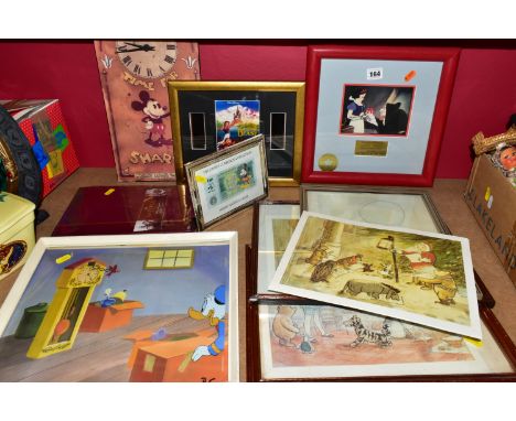 A GROUP OF WALT DISNEY RELATED ITEMS, comprising a framed picture of Snow White &amp; The Seven Dwarfs signed by Adriana Case