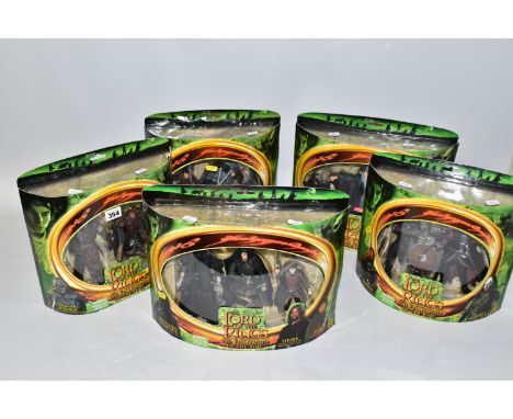 FIVE BOXED TOYBIZ THE LORD OF THE RINGS THE FELLOWSHIP OF THE RING FIGURE SETS, Lurtz &amp; Boromir (81041), Frodo &amp; Samw