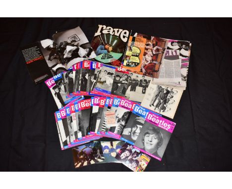 A TRAY CONTAINING BEATLES MEMORABILIA including The Beatles Book Monthly Nos 1-23 and 25-46, an Official Fanclub Another Beat