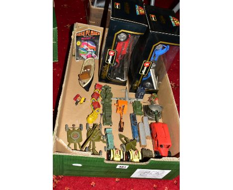 A QUANTITY OF UNBOXED AND ASSORTED PLAYWORN DIECAST VEHICLES, to include two Chad Valley Wee-Kin clockwork Fordson E27N tract