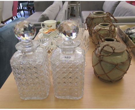 Ceramics and glassware: to include a Hummel china ashtray&nbsp; 5"dia; two glass decanters and pedestal wines&nbsp; 