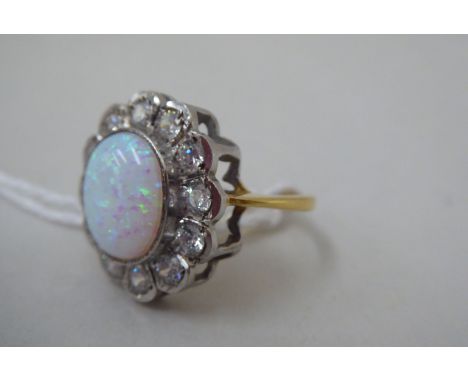 A silver gilt opal set dress ring&nbsp; 