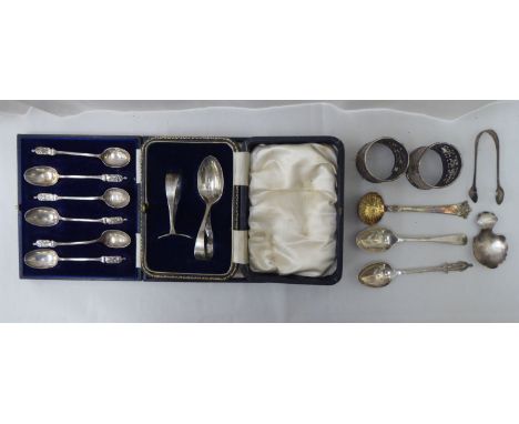 Silver collectables: to include a baby's feeding spoon and pusher; and a caddy spoon&nbsp; mixed marks 