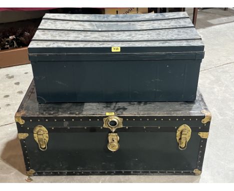 A cabin trunk and a tin box