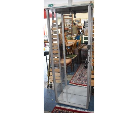 A Glazed Modern Open Shop Shelf Unit with Mirror Back, Illuminated 65cm x 33cm x 68cm high 