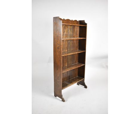 An Edwardian Oak Five Shelf Galleried Open Bookcase, 60cm wide 