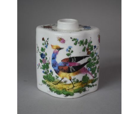 A Continental Porcelain Tea Caddy Decorated with Birds, Butterflies and Beetles, Missing Lid, Anchor Mark to Base, 10cm high 