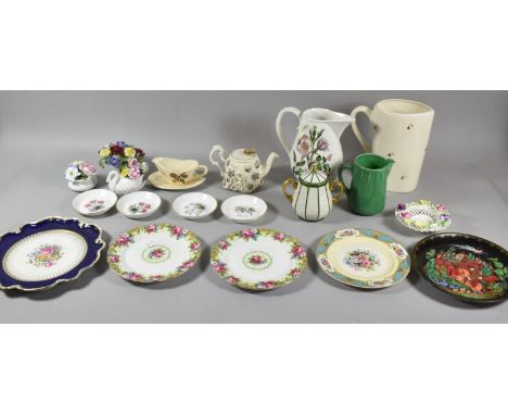 A Tray of Ceramics to Include Portmeirion Botanic Garden Jug, Posy Ornaments, Royal Worcester Pin Dishes, Carltonware Saucebo