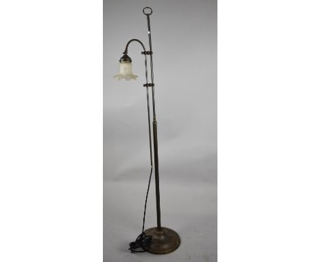 A Modern Adjustable Standard Lamp with Glass Shade 
