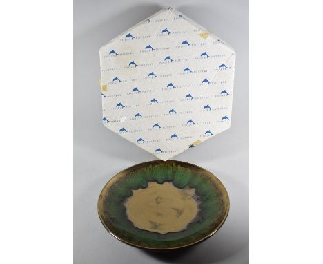 A Large Poole Pottery "Precious Green" Dish with Harrods Label, Priced at £119, 42cm Diameter with Original Box 