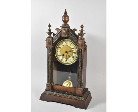 An American Mantle Clock of Architectural Form, 47cm high 