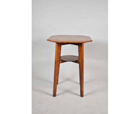 An Edwardian Square Topped Occasional Table with Circular Stretcher Shelf, 51cm 