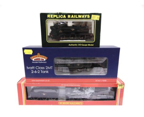 [OO GAUGE]. THREE B.R. LOCOMOTIVES  comprising a Bachmann No.31-441DC, B.R. Ivatt Class 2MT 2-6-2 tank locomotive, 41291, lin