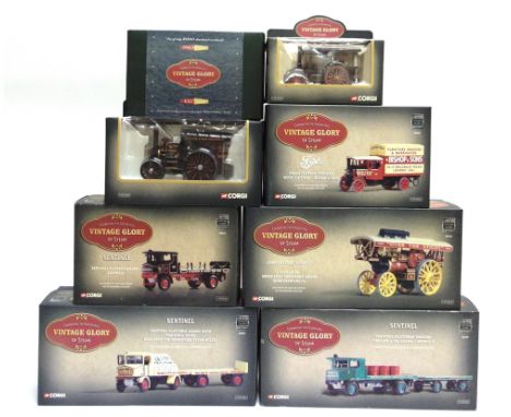 EIGHT CORGI 'VINTAGE GLORY' MODEL VEHICLES  including a Premium No.CC20102, Fowler B6 'Super Lion' Showman's Engine 'A. Deaki