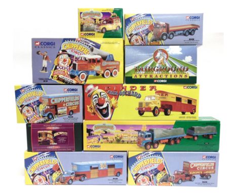 TEN CORGI CLASSICS CIRCUS SERIES MODEL VEHICLES  including a Premium No.07413, Land Rover 'John Biddall Funfair'; No.70301, B