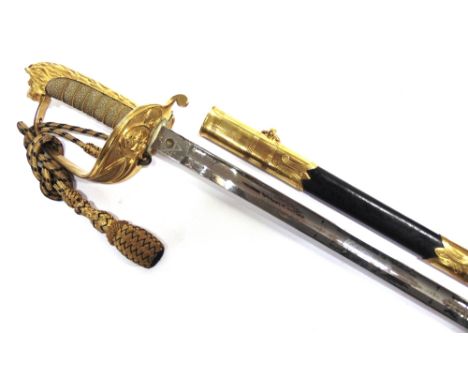 A BRITISH 1827 PATTERN NAVAL OFFICER'S SWORD  retailed by Gieve, Matthews &amp; Seagrove Ltd, the 79.5cm straight blade marke