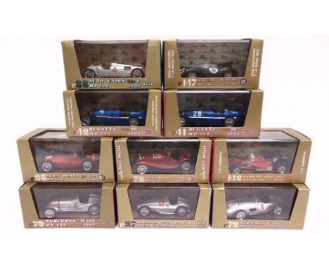 TEN 1/43 SCALE BRUMM MODEL RACING CARS  each mint or near mint and boxed. 