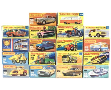 EIGHTEEN MATCHBOX 1-75 SERIES MODEL VEHICLES  circa late 1960s-1980s, most mint or near mint and boxed (some boxes worn). 