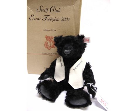 A STEIFF COLLECTOR'S TEDDY BEAR 'STEIFF CLUB EVENT TEDDY BEAR 2003'  (EAN 420382), black, limited edition no.260, with certif