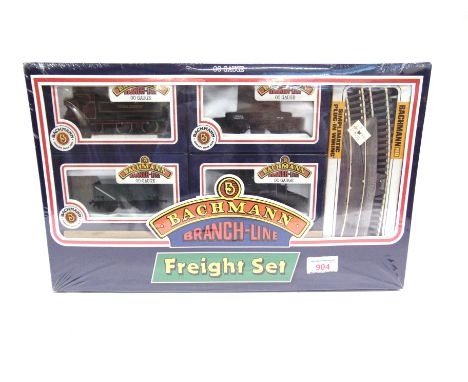 [OO GAUGE]. A BACHMANN NO.30-200, FREIGHT SET  comprising a London Transport 0-6-0 pannier tank locomotive, L91, lined maroon