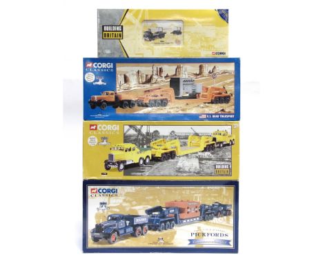 FOUR CORGI HEAVY HAULAGE MODEL VEHICLES  comprising a No.55201, Diamond T Ballast (x2) with 24-Wheel Girder Trailer &amp; Ste