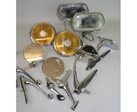 N O S - a pair of Lucas square 8 FT/LR8 lamps, a pair of Raydot 6" round amber lamps and assorted wing mirrors.