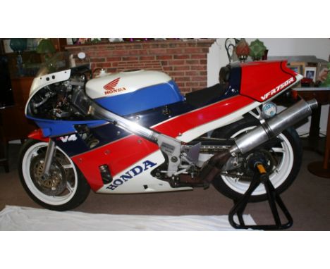 1987 Honda VFR750R RC30, 750 cc. Registration number E513 LBT. Frame number RC 1000182. Engine number RC 07E 1032255. Serial 