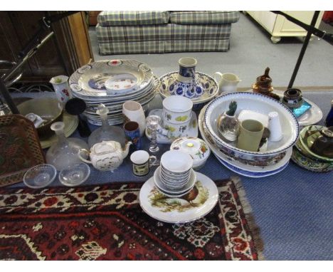 A large quantity of ceramics and glassware to include Victorian meat dishes, Brownfield Cypress Victorian wash bowl and jug, 