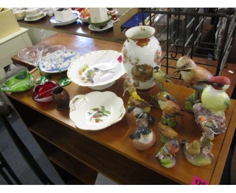 A mixed lot to include Royal Worcester birds, a Royal Copenhagen bird, a Japanese vase and other items