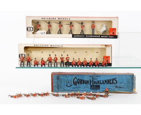 
	
		Britains military lead figures from various sets to include: Gordon Highlanders Set 118 with original box, Somerset Ligh