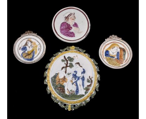 
	
		A pair of Staffordshire pearlware plaques of Pratt family type emblematic of Winter and Summer, circa 1800, from a serie