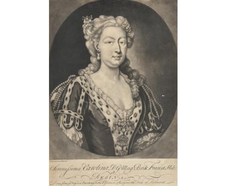 
	
		After John Vanderbank 
		Queen Caroline
		Mezzotint 
		33 x 22.5cm (12 x 8¾ in.)
		
		
		Condition Report: 
		Under glas