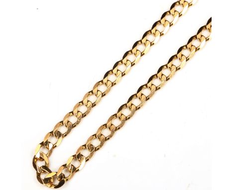 A 9ct gold flat curb link chain necklace, length 44cm, 22.8gNo damage or repairs, only light surface wear, no broken links, c