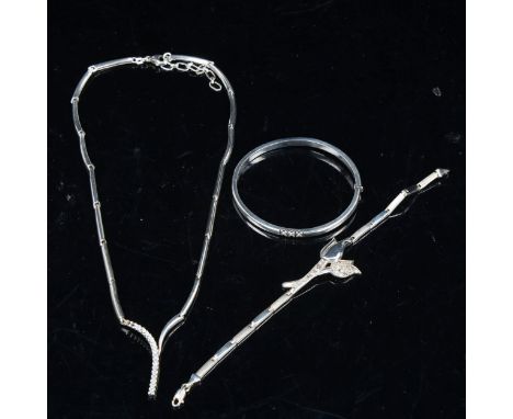 GULD OG SOLV DESIGN HORSENS - a group of Danish sterling silver and cubic zirconia jewellery, comprising necklace, bracelet a