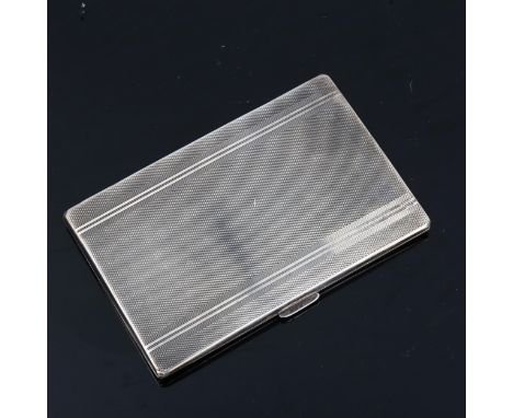 MILITARY INTEREST - a George VI Art Deco silver cigarette case, engine turned decoration with gilt interior, with presentatio