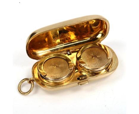 An early 20th century 9ct gold double sovereign case, by Horace Woodward & Co Ltd, hallmarks Birmingham 1908, length 6cm, 36.