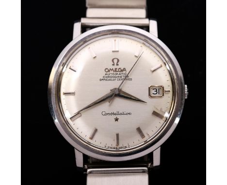 OMEGA - a Vintage stainless steel Constellation Chronometer automatic bracelet watch, ref. 168.004, circa 1963, silvered dial