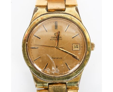 OMEGA - a Vintage gold plated Geneve automatic bracelet watch, ref. 166.0173 / 366.0832, circa 1973, champagne dial with bato