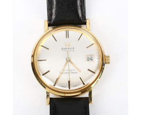 TISSOT - a gold plated stainless steel Visodate Seastar Seven automatic wristwatch, silvered dial with baton hour markers, sw