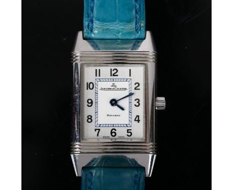 JAEGER LECOULTRE - a lady's stainless steel Reverso Classic quartz wristwatch, ref. 260.8.47, silvered monoface dial with Ara