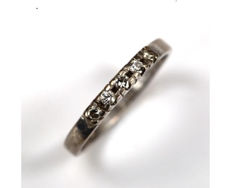 A Vintage Swedish 18ct white gold five stone diamond ring, set with modern round brilliant-cut diamonds, maker's marks A & M,